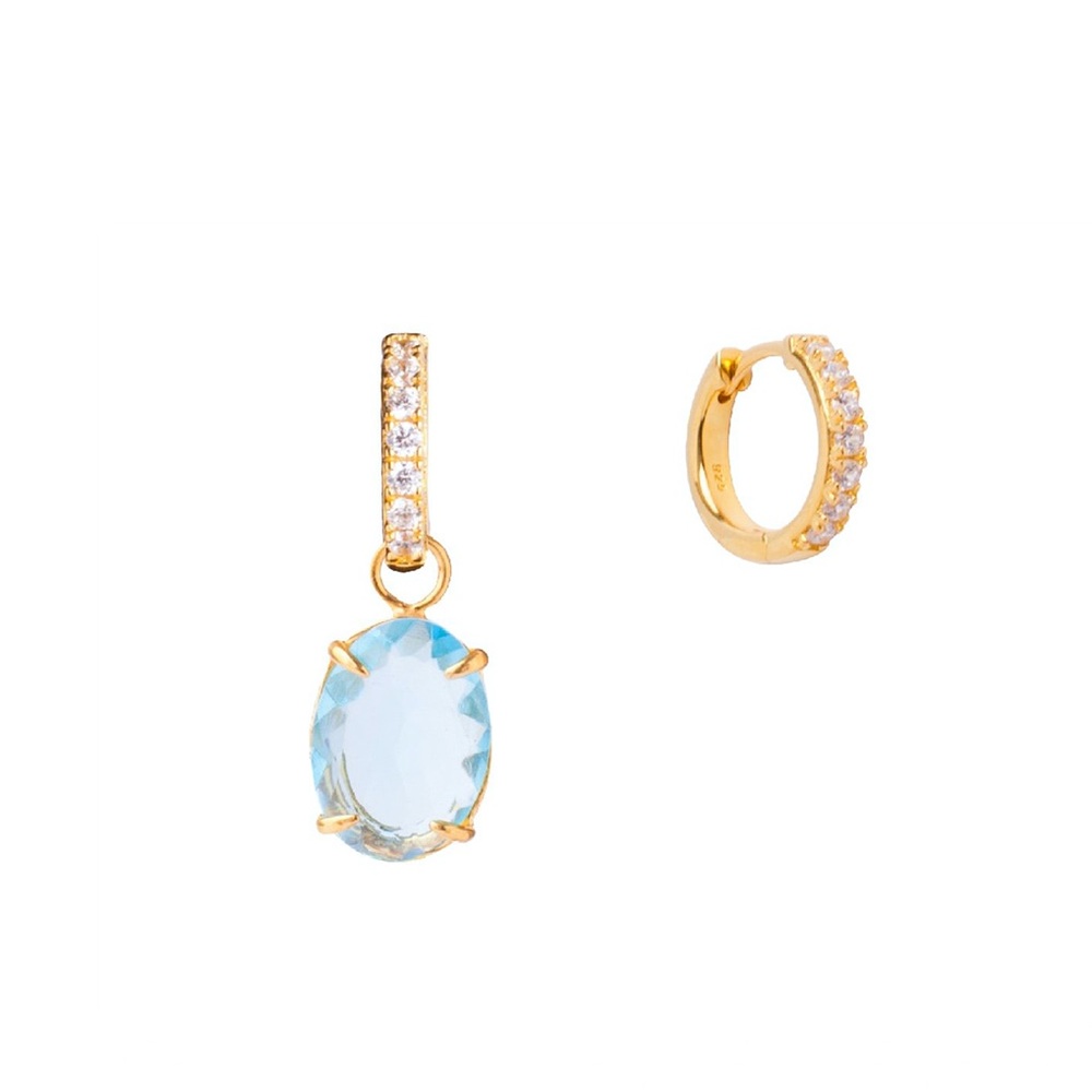 Blue Quartz Huggies Earrings